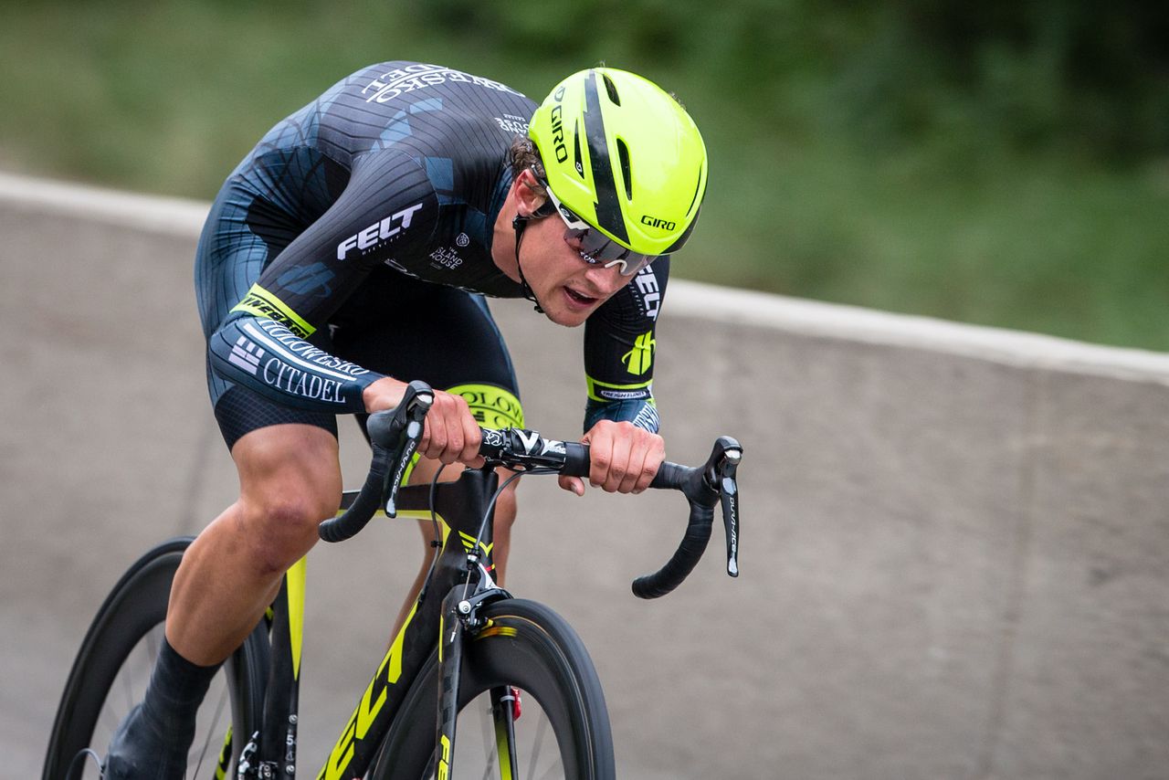 Robin Carpenter (Holowesko) on the way to taking the yellow jersey