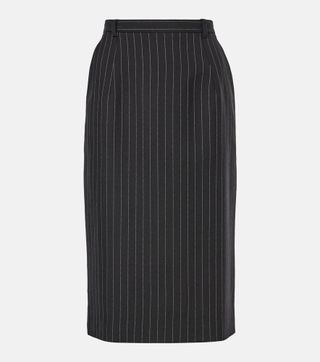 Pinstripe Wool Pencil Skirt