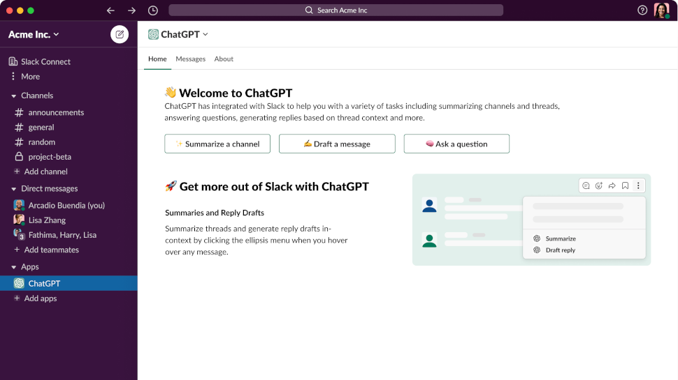 Slack — последнее приложение для интеграции ChatGPT