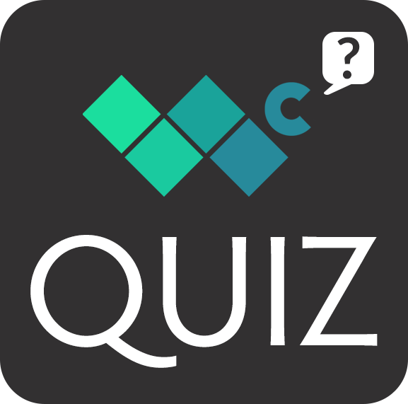 An icon showing the Windows Central logo with a speech bubble to its right and a question mark inside. Below that is the word &quot;Quiz.&quot;