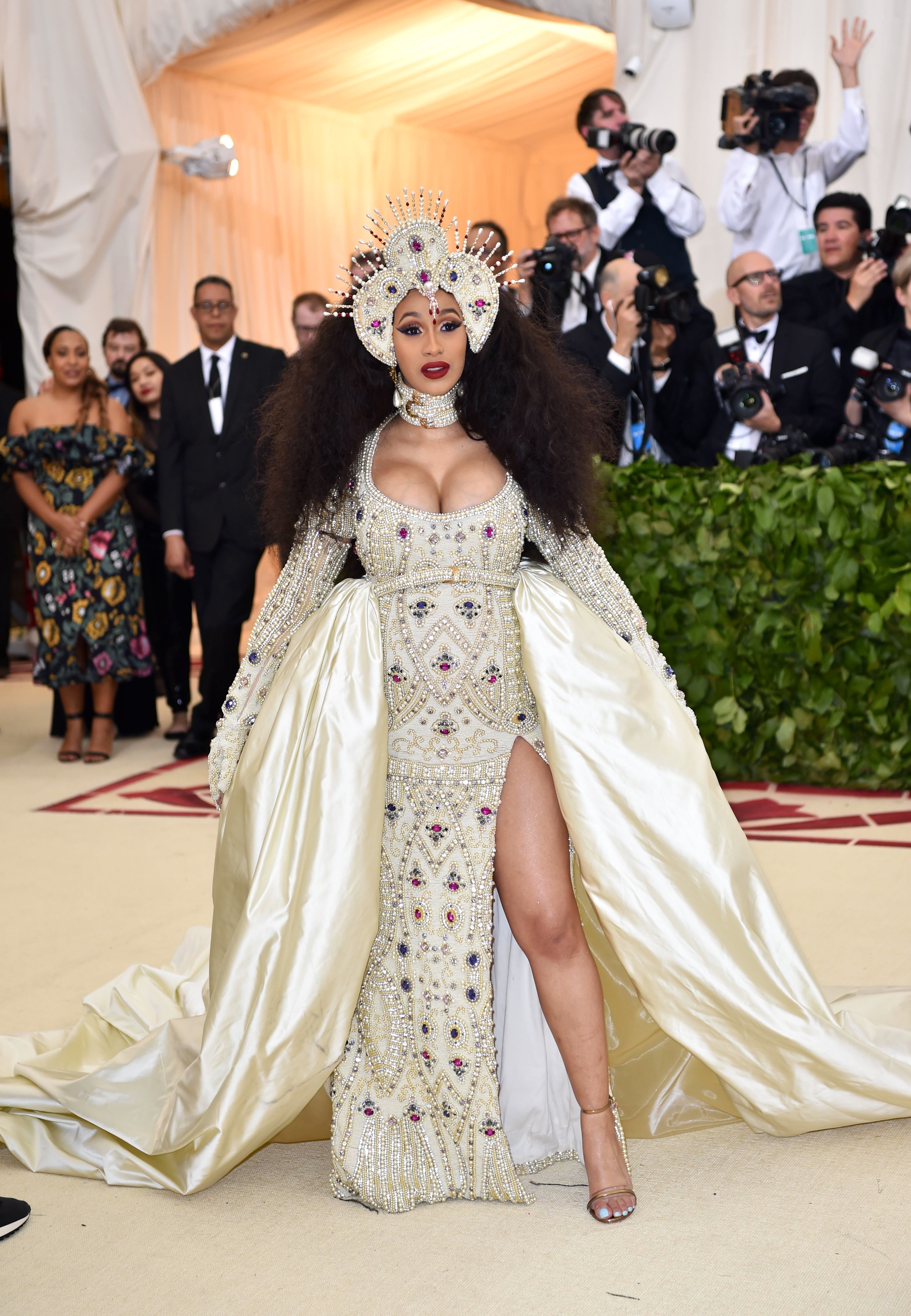 Cardi B arrives for the 2018 Met Gala on May 7, 2018 at the Metropolitan Museum of Art in New York. The theme was Heavenly Bodies: Fashion and the Catholic Imagination.