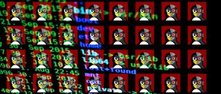 Copies of cyborg penguins