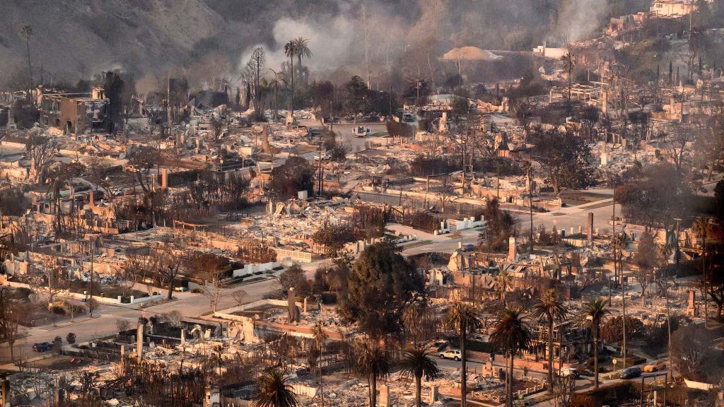 Wildfire damage in Pacific Palisades, Calif. 