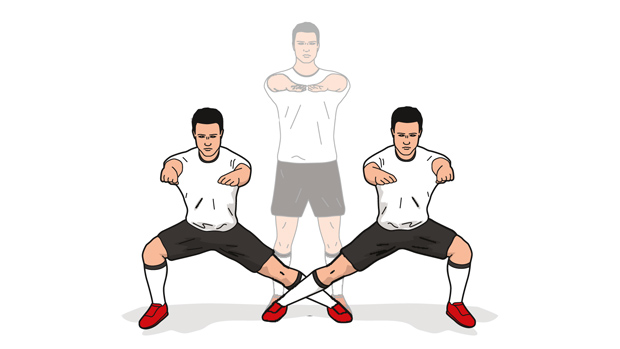 Stretching Lateral adductor squat FourFourTwo