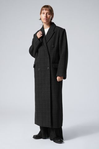 Oversized Double-Breasted Wool-Blend Coat