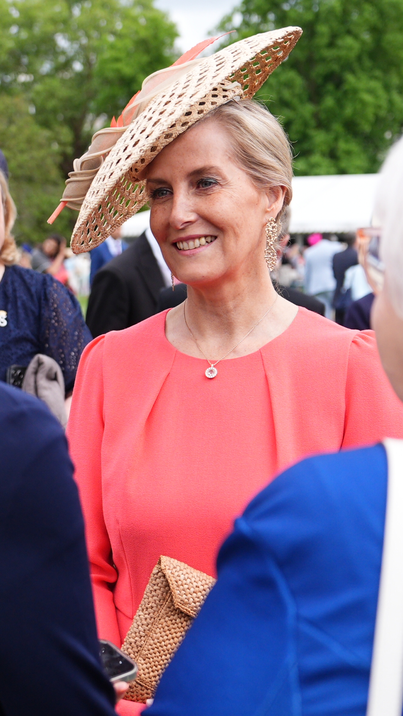 Duchess of Edinburgh speaks to guests during a Royal Garden Party at Buckingham Palace on May 6, 2026
