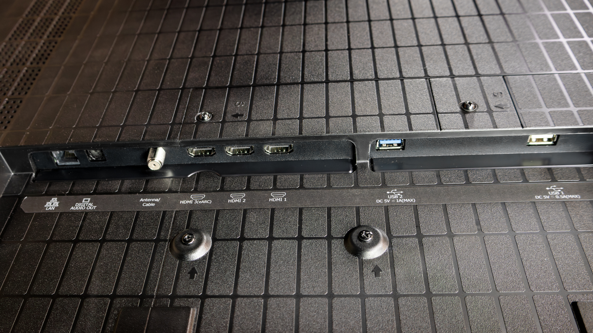 The ports on a Hisense UR9 RGB Mini-LED TV