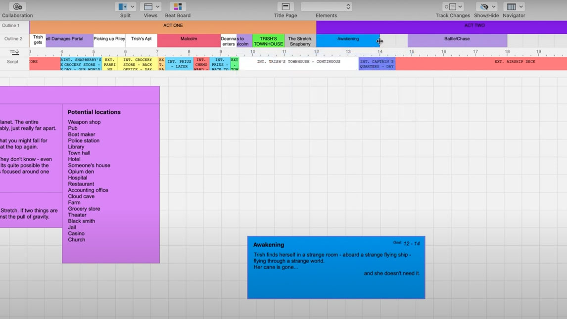 Final Draft 12 review: Screenshot of interface