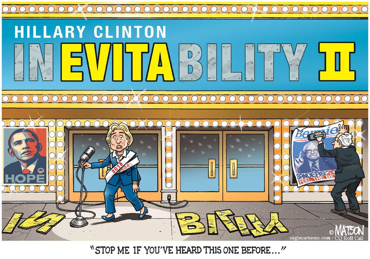 
Political Cartoon U.S. Hillary Bernie 2016