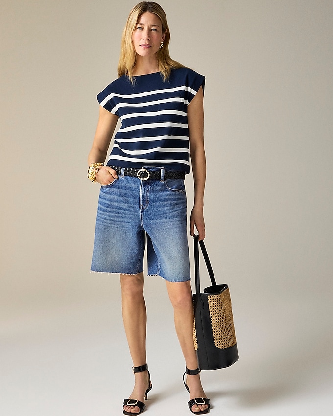 Relaxed Knee-Length Denim Short