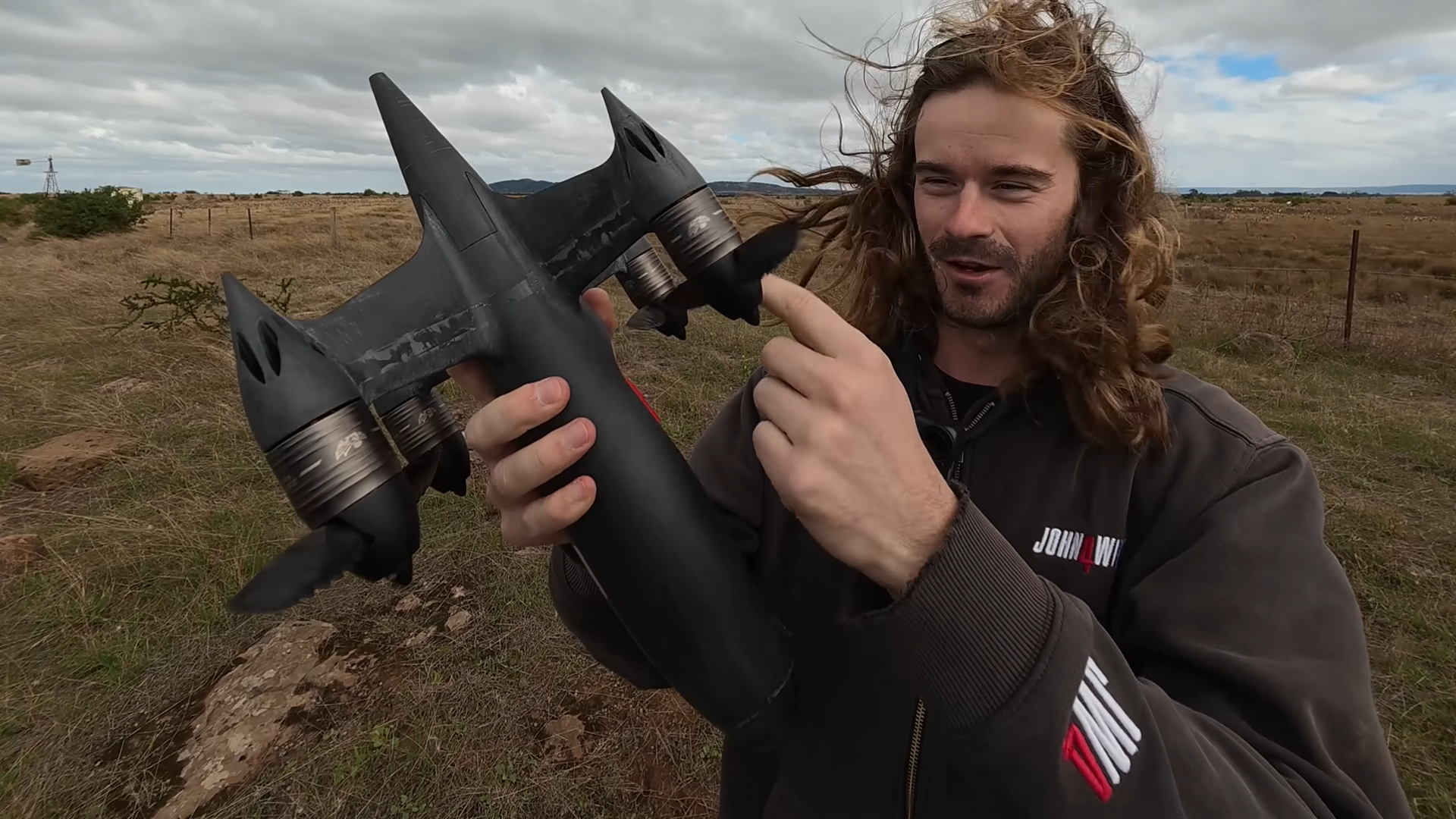 Ben Biggs of Drone Pro Hub showing off their drone before beginning the second day test flight