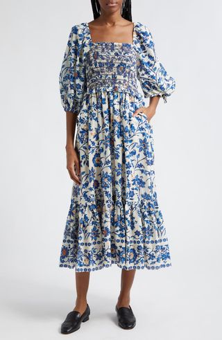 Jazzy Botanical Print Cotton Voile Dress
