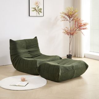 Trule Upholstered Bean Bag Lounge Chair With Ottoman (set of 2) | Wayfair