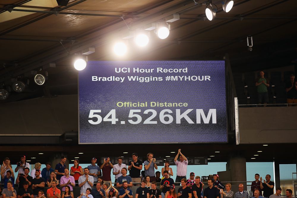 Bradley Wiggins set a new UCI Hour Record at Lee Valley Velopark Velodrome