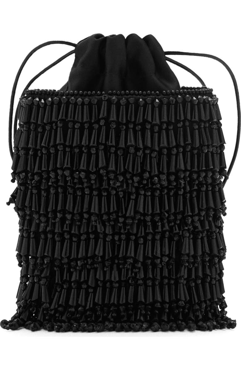 Beaded Drawstring Bucket Bag