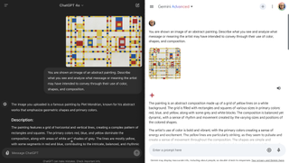 ChatGPT (left) and Gemini (right) respond to abstract art query