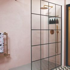 Pink shower with frame shower screen