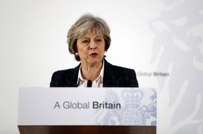 British Prime Minister Theresa May talks about Brexit