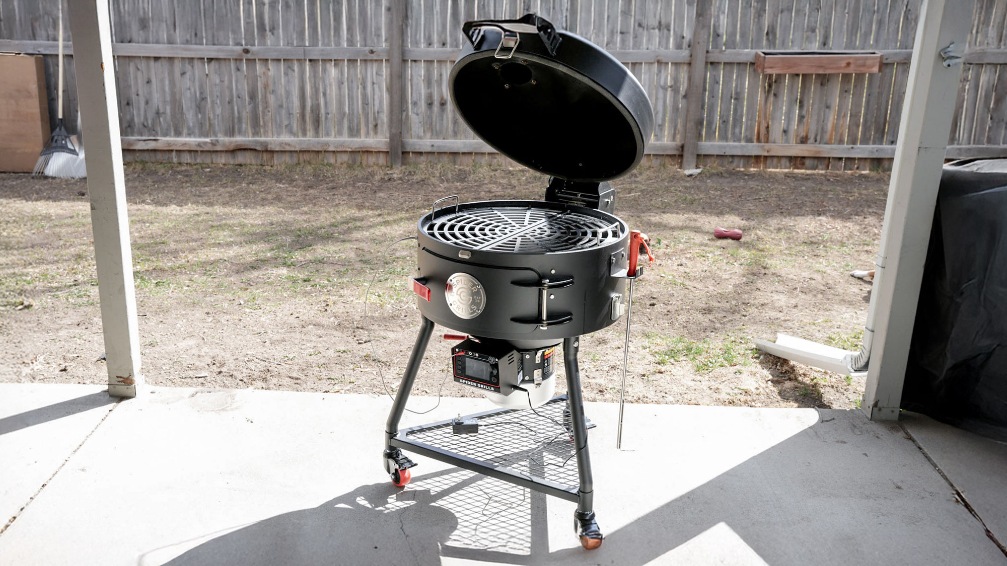 Spider Grills Huntsman being tested in a back yard