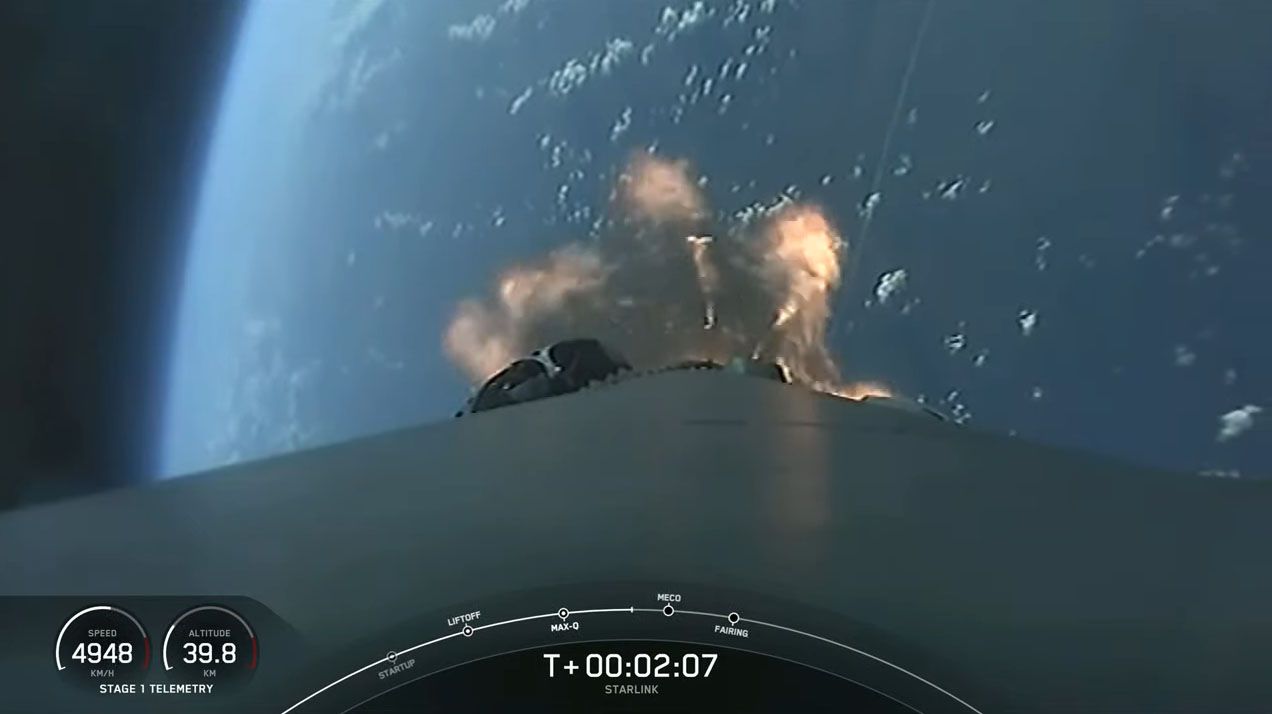 A camera on SpaceX's Falcon 9 rocket captured this view of Earth from space during the Starlink 27 mission launch on May 15, 2021.