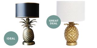 black and white pineapple lamp with white background