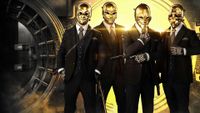 Payday 2 heisters in nice suits and gold masks