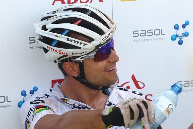 Ariane Kleinhans (front) and Annika Langvad of Team RECM2 during stage 5
