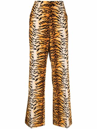 Animal-Print Wide Trousers