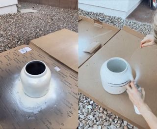 Painting and spray painting thrift vases