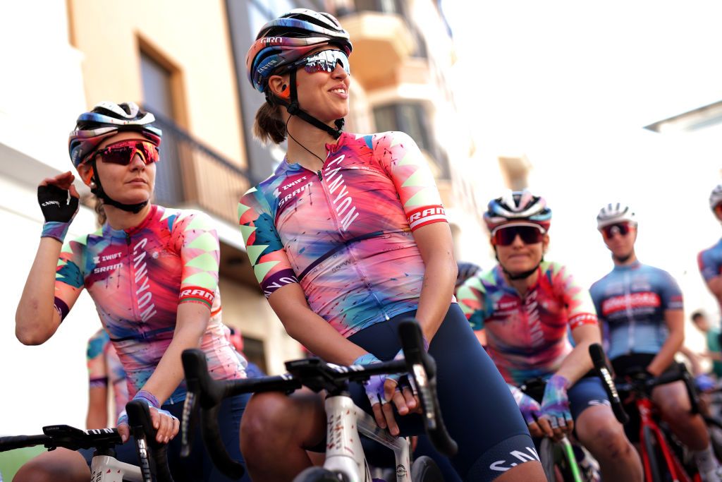 GANDIA SPAIN FEBRUARY 17 Katarzyna Niewiadoma of Poland and Team Canyon SRAM Racing prior to the 6th Setmana Ciclista Valenciana Vuelta Comunidad Valenciana Feminas 2022 Stage 1 a 114km stage from Tavernes de la Valldigna to Gandia VoltaCVFemines22 on February 17 2022 in Gandia Spain Photo by Gonzalo Arroyo MorenoGetty Images
