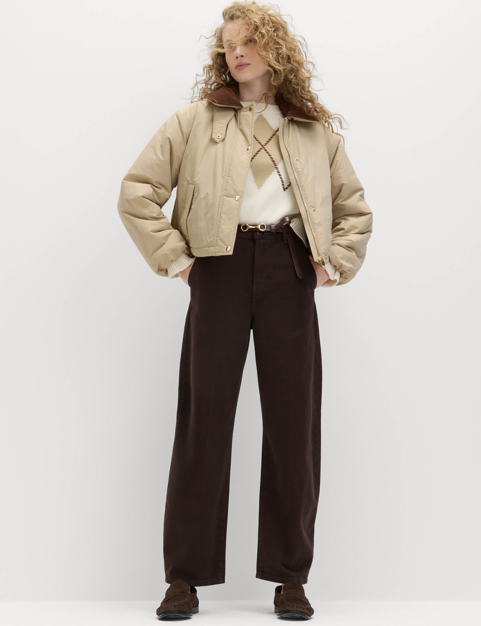 Pure Cotton Crease Front Barrel Leg Trousers