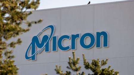 Micron logo on a wall
