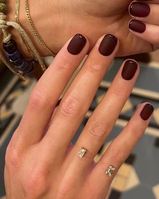 @iramshelton matte and glossy French tip nail design