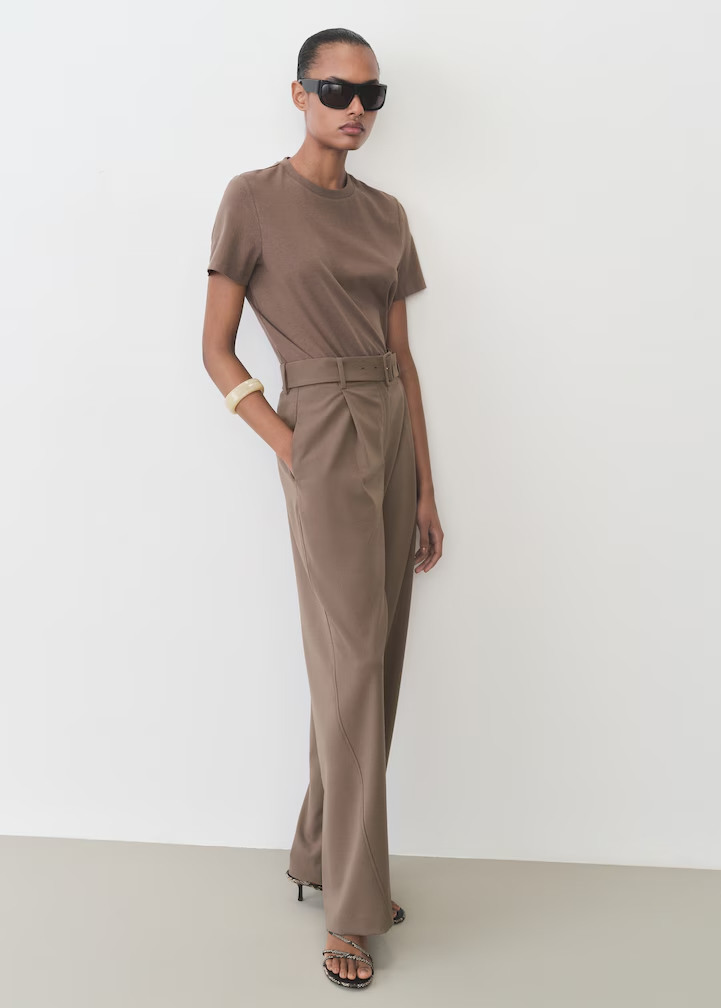 MANGO, Belt Straight-Fit Trousers - Women | Mango United Kingdom