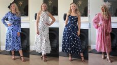 Caroline Parr wearing dresses by The Fold, Rixo, Monsoon and Nobody's Child