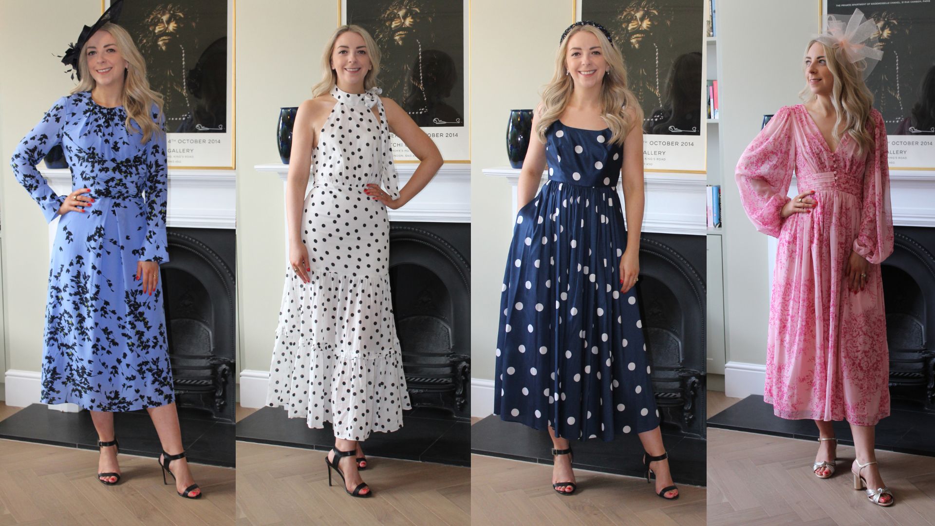 Caroline Parr wearing dresses by The Fold, Rixo, Monsoon and Nobody's Child 