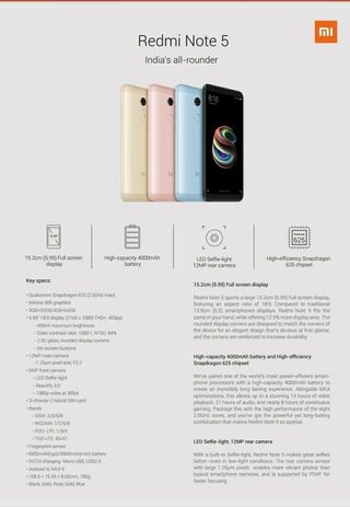 Xiaomi Redmi Note 5 leak