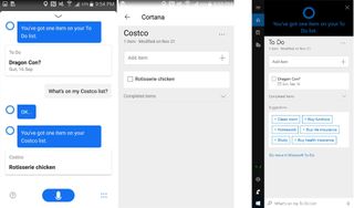 What To-Do and Cortana look like on Android and Windows 10.