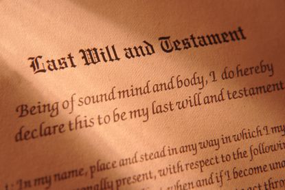Close up shot of a last will and testament document.