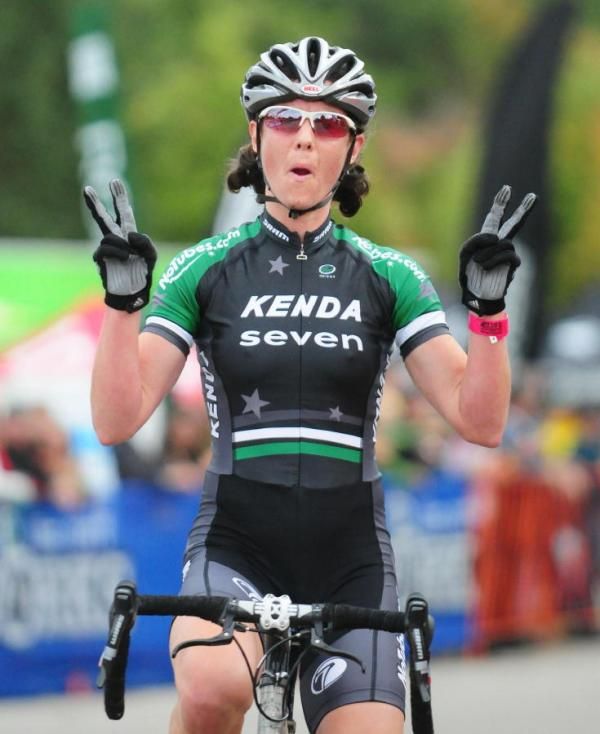 Mary McConneloug (Kenda-Seven-No Tubes) is happy with second place.
