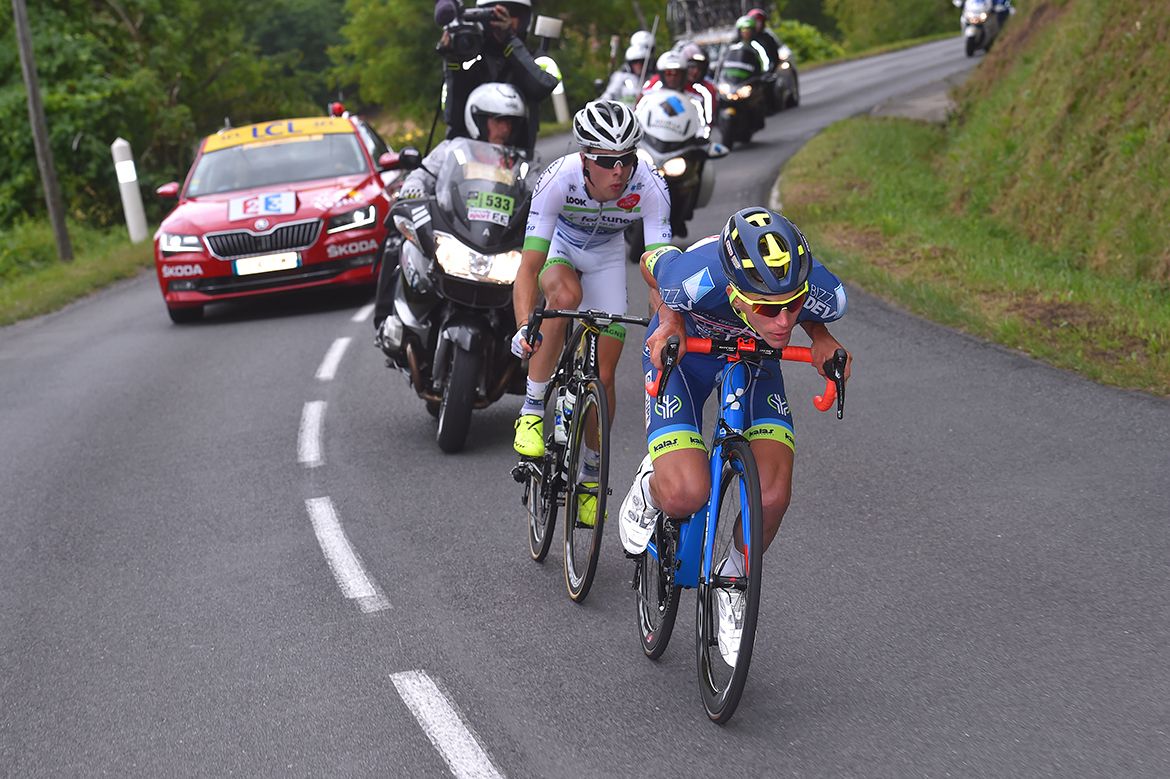 Elie Gesbert and Yoann Offredo in the day's breakaway on the Tour's 10th stage