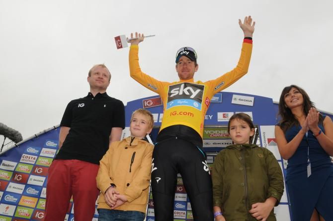 Bradley Wiggins (Team Sky) in the leader's jersey at the Tour of Britain