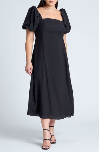 Puff Sleeve Midi Dress