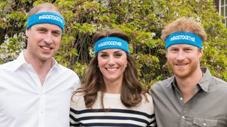 Prince William, Kate Middleton and Prince Harry wearing Heads Together headbands