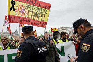 Police have been diverted from races to control protesting farmers across Spain