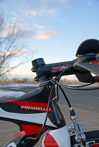 This rat's nest will be cleaned up by the time the Tour of California comes around. As it turns out, cable housing is extraordinarily detrimental to aerodynamic performance.