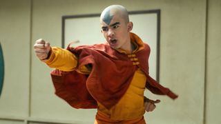 Aang punches the air