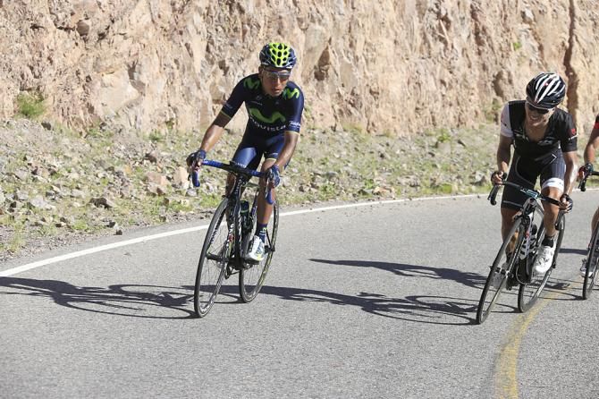 Nairo Quintana (Movistar) escapes with Julian Arredondo (Trek)