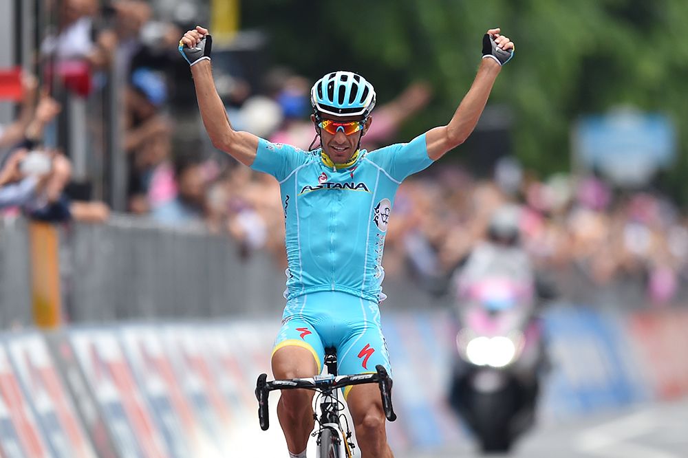 Paolo Tiralongo celebrates stage win three at the Giro d'Italia in his career