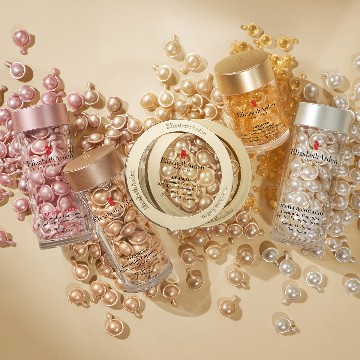 Collage Image of Elizabeth Arden's Capsule Serums